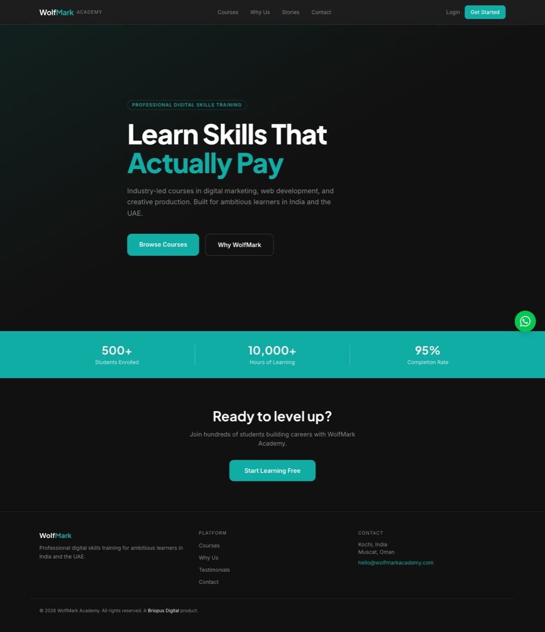 WolfMark Academy homepage: Learn Skills That Actually Pay
